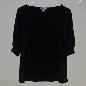 Black Puff Sleeve Blouse with Relaxed Fit
